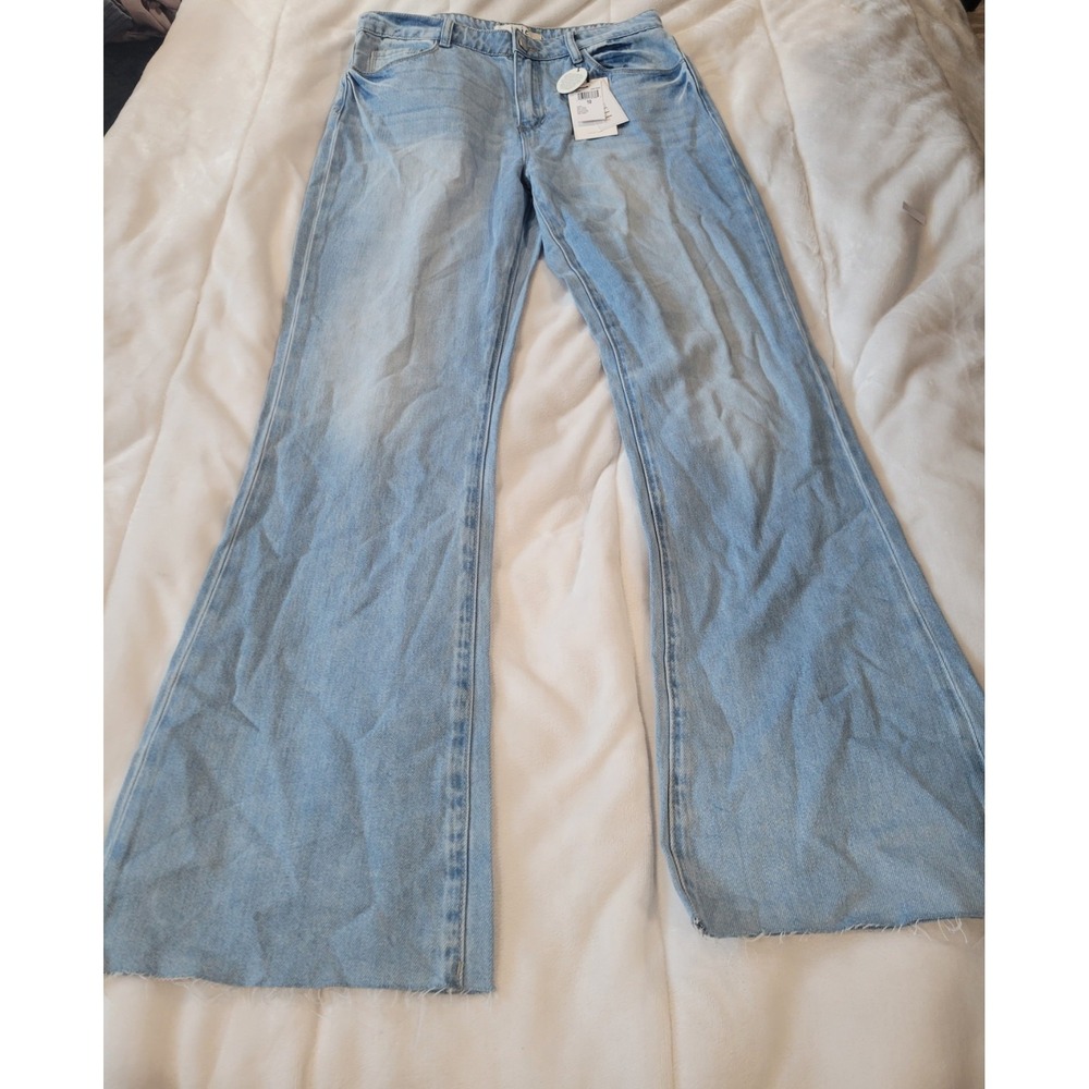 Joie Women Lightweight High Rise Flare Light Wash Raw Hem Denim Jeans Sz 10